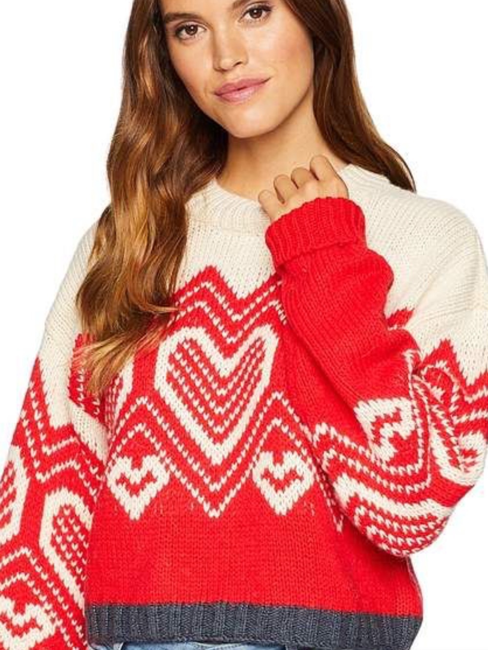 Free People I Heart You Sweater Women M Heart Fair Isle Wool Alpaca Cropped
